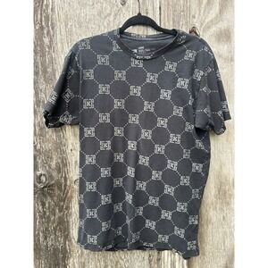 Vintage KR3W All Over Logo Monogram T Shirt USA Made Black Skate Streetwear